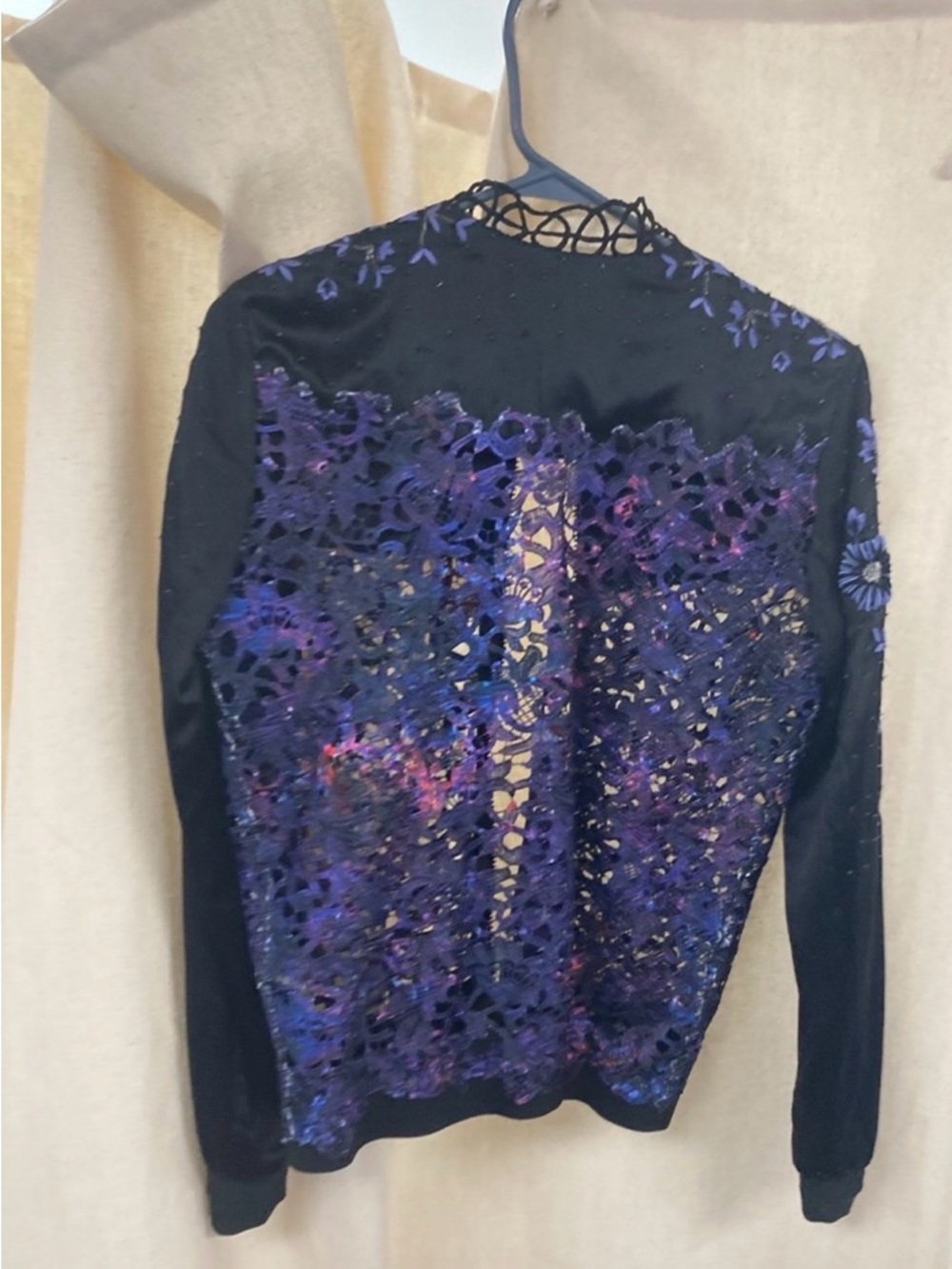 Elie Tahari Brandy 100% Silk Embellished Bomber Jacket - Picture 9 of 9